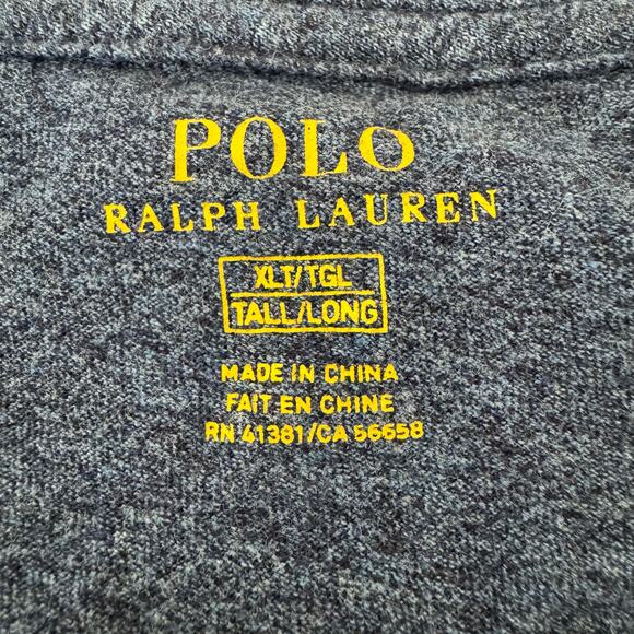 Polo Ralph Lauren Long Sleeve T-Shirt Men’s XLT Heathered Blue Tall‎ Fit Preppy - Picture 4 of 5